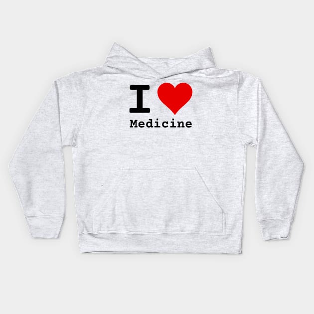 I Love Medicine | Stylized Heart Logo White Kids Hoodie by aRtVerse